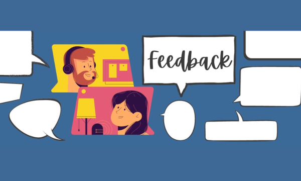 two people communicating online, taking feedback