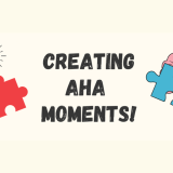 a brain holding a puzzle card to connect and create aha moments